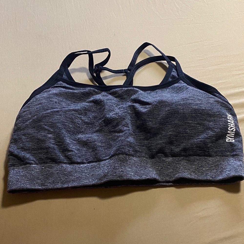 Gymshark Seamless Sports Bra - Charcoal Grey with Black Trim